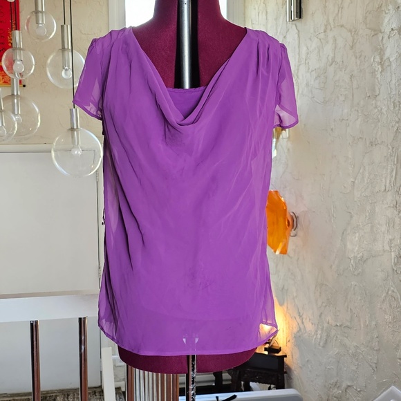 Worthington Sheer Purple Blouse - Picture 1 of 5